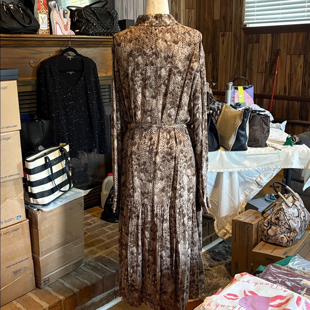 Kobi Halperin Brown Snake Print Midi Dress - Picture 8 of 10